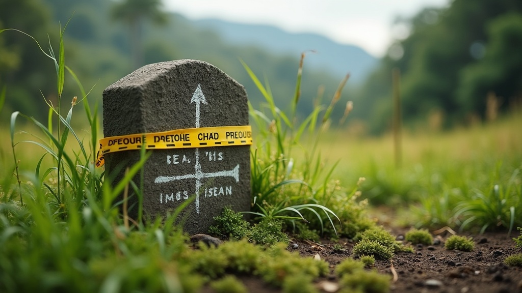 Boundary stone marker on a disputed Goa plot