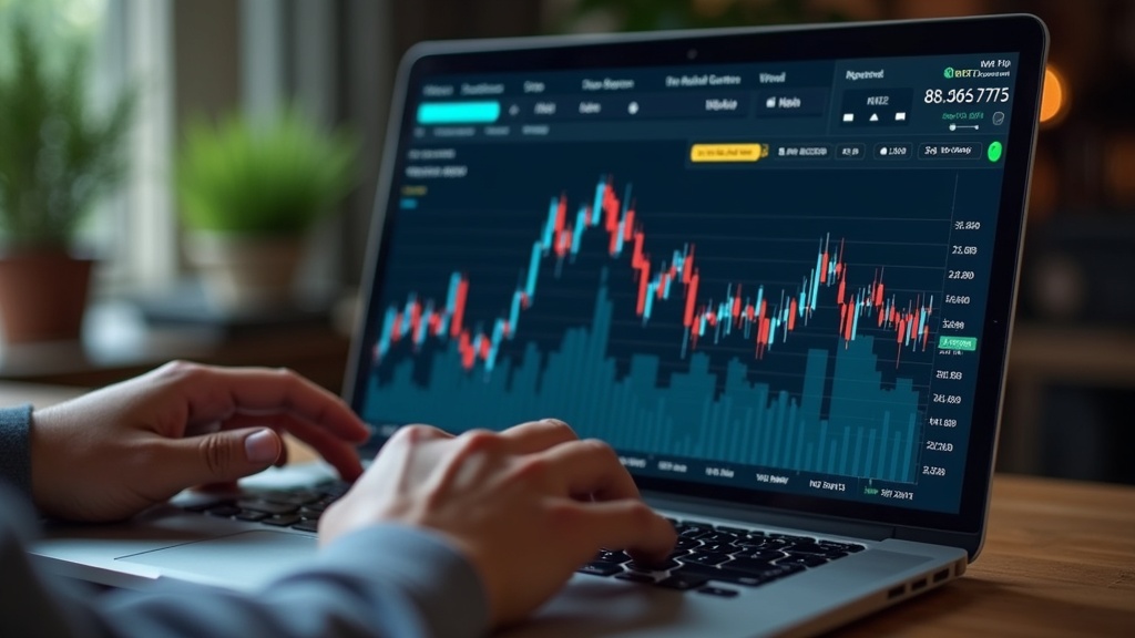 Indian investor using laptop to track REIT unit prices and distributions on NSE stock exchange dashboard
